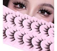 Manga Lashes Natural Look False Eyelashes Anime Lashes Mink Fluffy Spiky 3D Volume Eyelashes Pack Korean Japanese Asian Fake Eyelashes Look Like Individual Cluster 7 Pairs