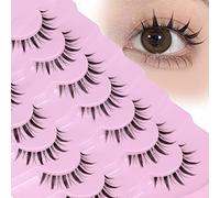 Manga Lashes Natural Look False Eyelashes Anime Lashes Mink Fluffy Spiky 3D Volume Eyelashes Pack Korean Japanese Asian Fake Eyelashes Look Like Individual Cluster 7 Pairs
