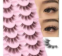 Manga Lashes Natural Look False Eyelashes Anime Lashes Mink Fluffy Spiky 3D Volume Eyelashes Pack Korean Japanese Asian Fake Eyelashes Look Like Individual Cluster 7 Pairs