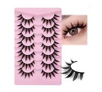 Manga Lashes Natural Look False Eyelashes Anime Lashes Mink Fluffy Spiky 3D Volume Eyelashes Pack Korean Japanese Asian Fake Eyelashes Look Like Individual Cluster 7 Pairs