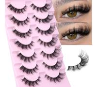 Manga Lashes Natural Look False Eyelashes Anime Lashes Mink Fluffy Spiky 3D Volume Eyelashes Pack Korean Japanese Asian Fake Eyelashes Look Like Individual Cluster 7 Pairs