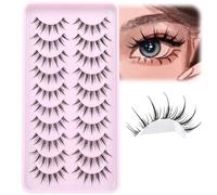 Manga Lashes Natural Look False Eyelashes Spiky Eyelashes Anime Fake Eyelashes Strip 3D Doll Lashes False Eye Lashes with Invisible Lash Band 10 Pairs