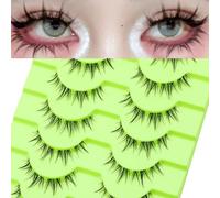 Manga Lashes Natural Look Japanese Anime Lashes Korean Asian Spiky Lashes with Clear Band Short Fake Eyelash 10 Pairs Pack