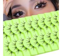 Manga Lashes Natural Look Japanese Anime Lashes Korean Asian Spiky Lashes with Clear Band Short Fake Eyelash 10 Pairs Pack