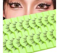 Manga Lashes Natural Look Japanese Anime Lashes Korean Asian Spiky Lashes with Clear Band Short Fake Eyelash 10 Pairs Pack