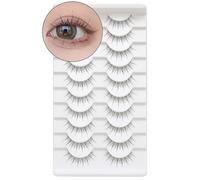 Manga Lashes Natural Look Japanese Anime Lashes Korean Asian Wispy Spiky Lashes Short False Eye Lashes 10 Pairs Pack(D-Asian Style 10-12MM)