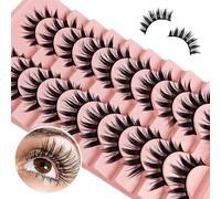 Manga Lashes Natural Wet Look Wispy Spiky Lashes 10 Pairs Anime Eyelashes Wispy Natural Lashes Extension Strip Thai Fake Eye Lashes Handmade Thick Soft Fake Eyelashes(A02)