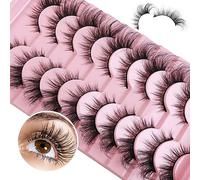 Manga Lashes Natural Wet Look Wispy Spiky Lashes 10 Pairs Anime Eyelashes Wispy Natural Lashes Extension Strip Thai Fake Eye Lashes Handmade Thick Soft Fake Eyelashes(A02)