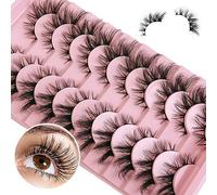 Manga Lashes Natural Wet Look Wispy Spiky Lashes 10 Pairs Anime Eyelashes Wispy Natural Lashes Extension Strip Thai Fake Eye Lashes Handmade Thick Soft Fake Eyelashes(A02)