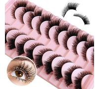 Manga Lashes Natural Wet Look Wispy Spiky Lashes 10 Pairs Anime Eyelashes Wispy Natural Lashes Extension Strip Thai Fake Eye Lashes Handmade Thick Soft Fake Eyelashes(A02)