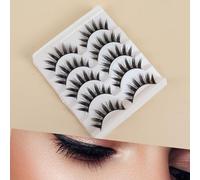 Manga Lashes Natural Wet Look Wispy Spiky Lashes 5 Pairs Anime Eyelashes Wispy Natural Lashes Extension Strip Thai Fake Eye Lashes Handmade Thick Soft Fake Eyelashes(Black 5 Pairs)