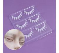 Manga Lashes Natural Wet Look Wispy Spiky Lashes Anime Eyelashes Wispy Natural Lashes Extension Strip Japanese Style Fake Eye Lashes Handmade(White 3 Pairs)