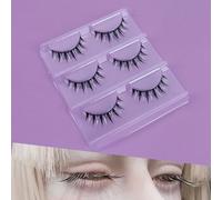 Manga Lashes Natural Wet Look Wispy Spiky Lashes Anime Eyelashes Wispy Natural Lashes Extension Strip Japanese Style Fake Eye Lashes Handmade(White 3 Pairs)