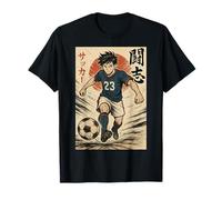 Manga Soccer Striker Football Player, Japanese Anime Style T-Shirt