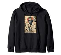 Manga Soccer Striker Football Player, Japanese Anime Style Zip Hoodie