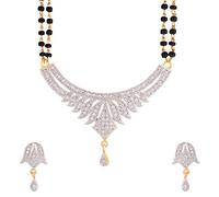 Mangalsutra American Diamond Gold Plated Pendant Jewellery With Chain And Earrings For Women_3027