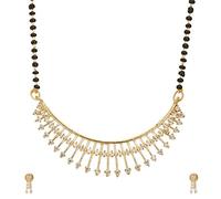 Mangalsutra Gold Plated Stylish Pendant Tanmaniya Nallapusalu Jewellery With Earring For Women_3026