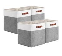 Mangata 25|28|30|33cm Fabric Storage Boxes Cubes, 4 Pack(33x33x33cm, Grey White)