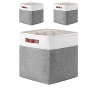 Mangata 25|28|30|33cm Fabric Storage Boxes, Set of 3 Storage Cubes(25x25x25cm, Grey White)