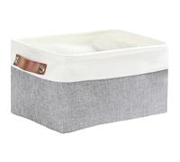 Mangata Canvas Storage Baskets, Thickened Fabric Storage Box for Bedroom Wardrobe Shelf Socks Underwear(Grey/white, M)