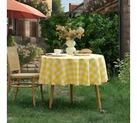 MANGATA CASA Light Yellow Gingham Round Tablecloth-Checkered Table Cloth Waterproof Kitchen & Table Linens-Polyester Buffalo Plaid Wrinkle Free Table Cover(Light Yellow 60R inch)