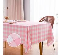 MANGATA CASA Pink Gingham Tablecloth for Rectangle Tables- Checkered Table Cloth Waterproof Kitchen & Table Linens-Polyester Buffalo Plaid Wrinkle Free Table Cover(Baby Pink 60x84in)