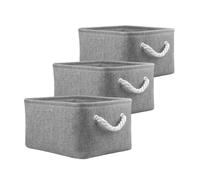 Mangata Collapsible Storage Box, Fabric Storage Basket with Handles | Soft & Durable, for Shelf, Closet, Wardrobe, Small, 31x21x16cm, Grey, 3 Pack