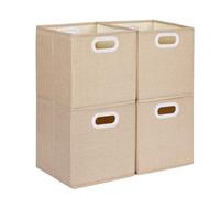 Mangata Cube Storage Boxes 25x25x25 cm, Fabric Storage Cube Baskets for Clothes Bins, Baskets, Chests,Toys (Lihgt Khaki, 4Pcs)