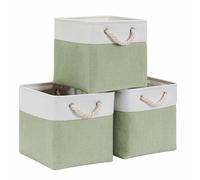 Mangata Cube Storage Boxes 25x25x25cm Fabric Storage Basket Collapsible Green White 3 Pack