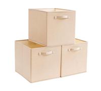 Mangata Cube Storage Boxes 28x28x28 cm, Crease-Free Fabric Storage Cube Baskets for Clothes Bins, Baskets, Chests,Toys (Light Khaki, 3Pcs)
