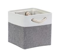 Mangata Cube Storage Boxes 28x28x28cm, Fabric Storage Basket for Cupboards, Shelves, Closet, Grey White（11 x 11 inch, 1 Pack）