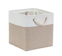 Mangata Cube Storage Boxes 28x28x28cm, Fabric Storage Basket for Cupboards, Shelves, Closet, Light Khaki White(11 x 11 inch, 1 Pack)