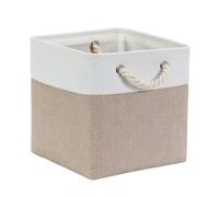 Mangata Cube Storage Boxes 30x30x30cm, Fabric Storage Basket for Cupboards, Shelves, Closet, Light Khaki White (11.8 x 11.8 inch, 1 Pack)