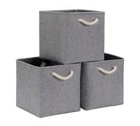 Mangata Cube Storage Boxes 33x33x33cm, Fabric Storage Basket for Cupboards, Shelves, Closet, Grey（13 x 13 inch, 3 Pack）