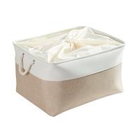 Mangata Extra Large Storage Boxes, Fabric Storage Baskets for Cupboards, Shelves, Wardrobe, Toys, Clothes (Foldable, Light Khaki White)