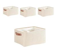 Mangata Fabric Storage Basket ,[4-Pack] Storage Boxes with Handles for Underwear Sock Shelf Wardrobe(Small, Light Khaki)