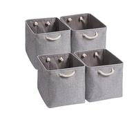 Mangata Fabric Storage Baskets,33 x 38 x 33cm Large Foldable Storage Boxes for Organizing Clothes Shelf Nursery Closet(Grey, Set of 4)