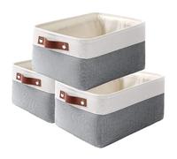 Mangata Fabric Storage Baskets, Set of 3 Organiser Boxes for Home, Bedroom, Dorm, Clothes(Small, Cold Grey)