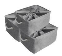 Mangata Fabric Storage Boxes, 3PCS Jumbo Foldable Storage Baskets, 19.7 x 15.7 x 11.8 inches for Shelves, Closet, Wardrobe (Grey, XXL)