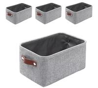 Mangata Fabric Storage Boxes,[4 Pack] Storage Basket with Handles for Underwear, Sock, Towel (Small, Grey)