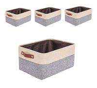 Mangata Fabric Storage Boxes,[4 Pack] Storage Basket with Handles for underwear, sock, towel (Small, Grey/Beige)