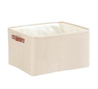 Mangata Fabric Storage Boxes,Thicken Canvas Storage Basket with Handles for Underwear, Clothes, Towel (Large, Khaki)