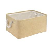 Mangata Foldable Storage Box, Small Thickened Fabric Storage Basket with Handles for Shelves Toy (S, Beige)