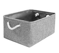 Mangata Foldable Storage Box, Small Thickened Fabric Storage Basket with Handles for Shelves Toy (S, Grey)