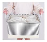 Mangata Foldable Storage Box, Thickened Fabric Storage Basket with Handles for Shelves Toy (XLarge, Grey Stripe)