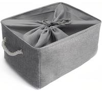 Mangata Foldable Storage Box, Thickened Fabric Storage Basket with Handles for Shelves Toy (XLarge, Grey)