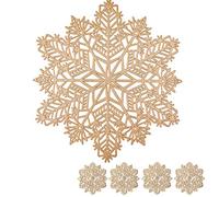 Mangata Gold SnowFlake Placemats and Coaster Sets of 4, 38cm, 15 inches
