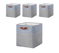 Mangata Kallax Storage Boxes, Set of 4 Fabric Storage Cubes with Handles(33x38x33cm, Grey Blue)