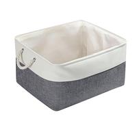 Mangata Large Storage Boxes, Fabric Storage Baskets with Rope Handles for Cupboards, Shelves, Wardrobe, Toys, Clothes (41x31x20 cm, Cold Grey White)