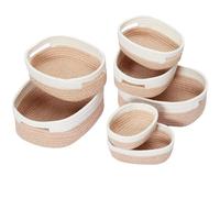 MANGATA Small Decorative Storage Baksets, Cotton Rope Woven Empty Gift Hamper Baskets, Storage Box for Shelf, Drawer, Towel, No Crease, Soft Material, Odourless (Mixed Ginger, Set of 7)